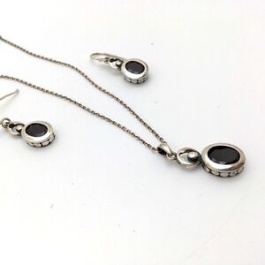 Dark Cherry and 925 Stamped Silver Vintage Lucas Lameth Necklace and Earrings